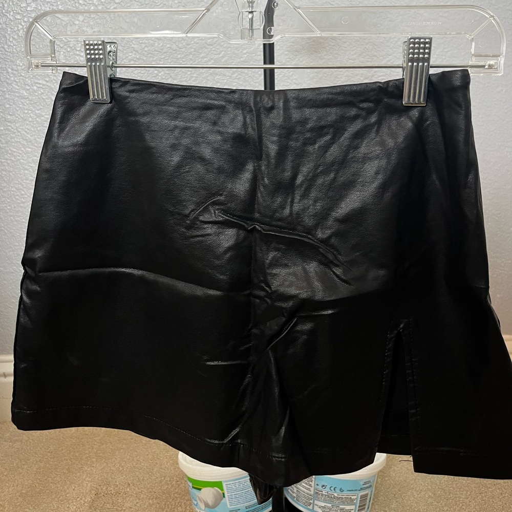 Cotton Candy Black Faux Leather Skort